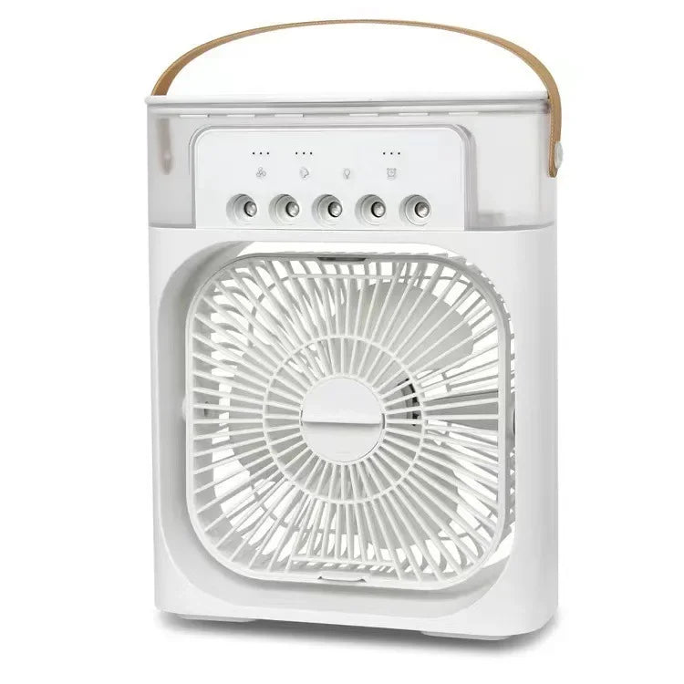 Mini Ventilador con Nebulización Fría y Luz LED — Portátil USB