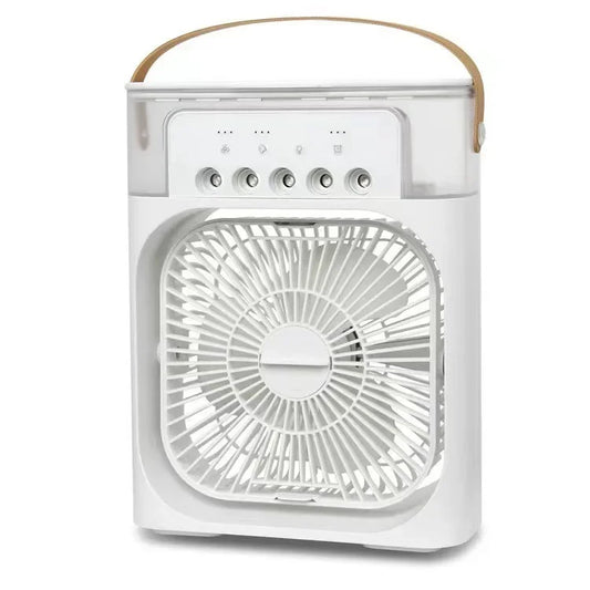 Mini Ventilador con Nebulización Fría y Luz LED — Portátil USB